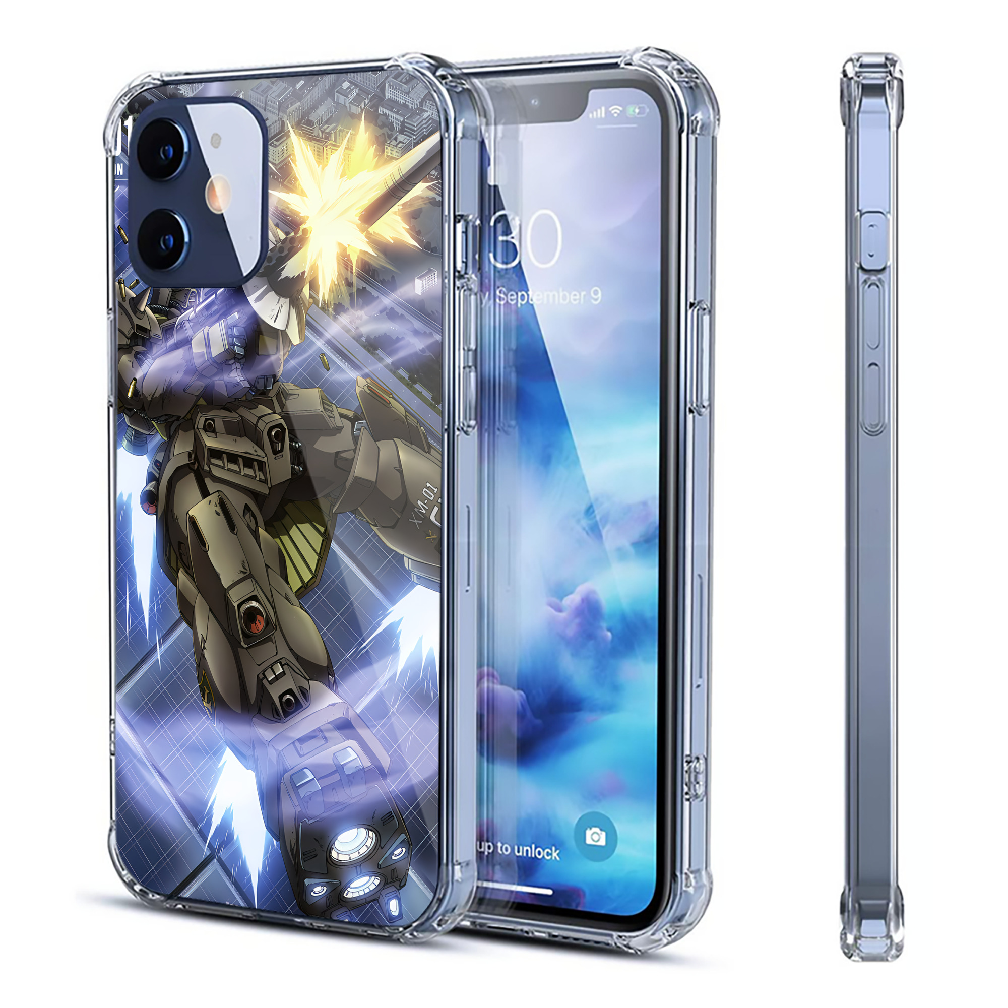 （画像用） 機動戦士ガンダム Mobile Suit Gundam 【iPhone 12シリーズ対応】透明スマホケース（クリアソフトケース）